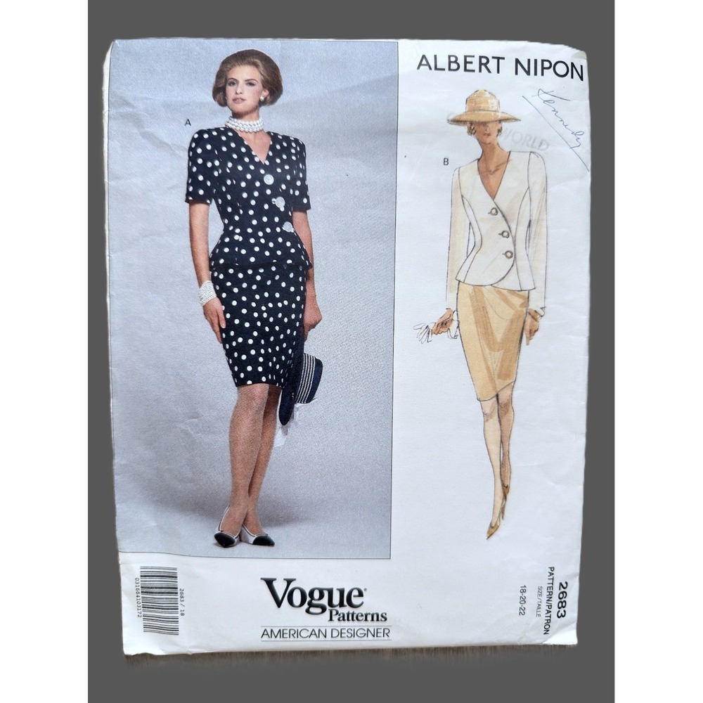 Vogue Designer Albert Nipon Sew Pattern Gorgeous Jacket (Top) Skirt (18-22) UCFF